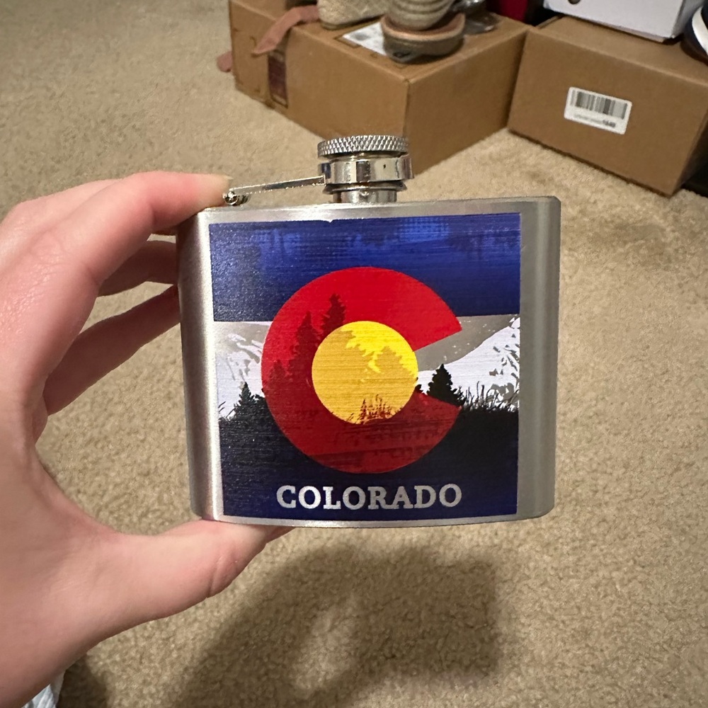 Amazon Silver Flask with Colorado Design